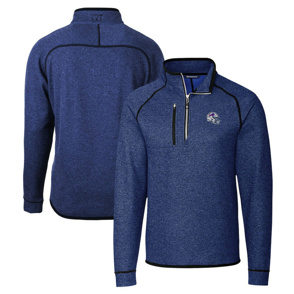 Buffalo Bills Cutter & Buck Helmet Mainsail Sweater-Knit Half-Zip Pullover Jacket - Blue Pullover