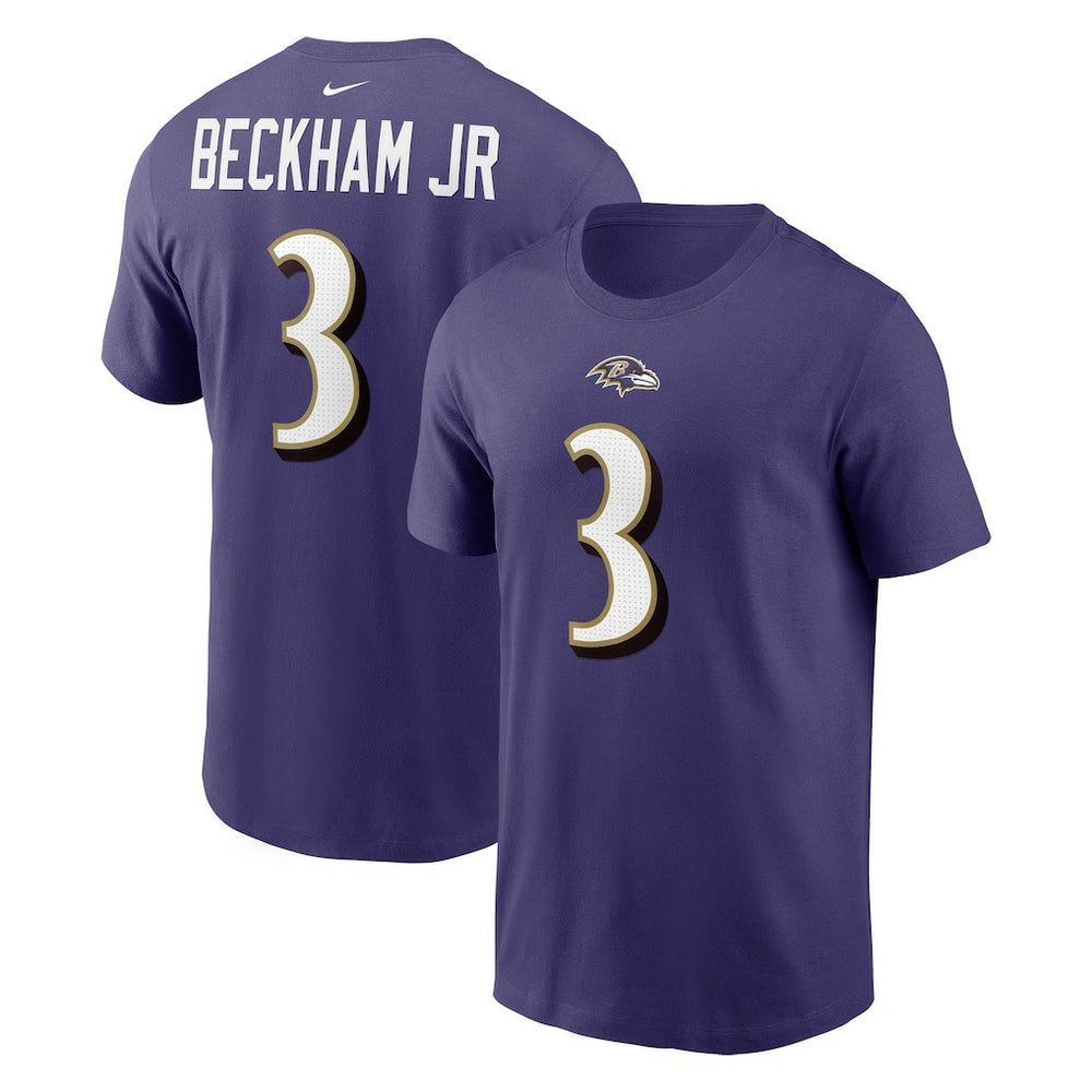 Odell Beckham Jr. Baltimore Ravens Player Name & Number T-Shirt - Purple T-shirts