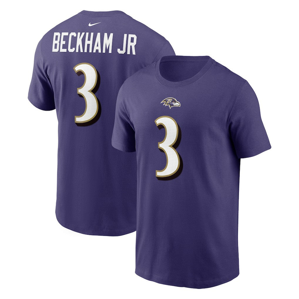 Odell Beckham Jr. Baltimore Ravens Player Name & Number T-Shirt - Purple T-shirts