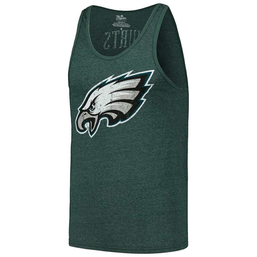 Jalen Hurts Philadelphia Eagles Majestic Threads Name & Number Tri-Blend Tank Top - Green Tops