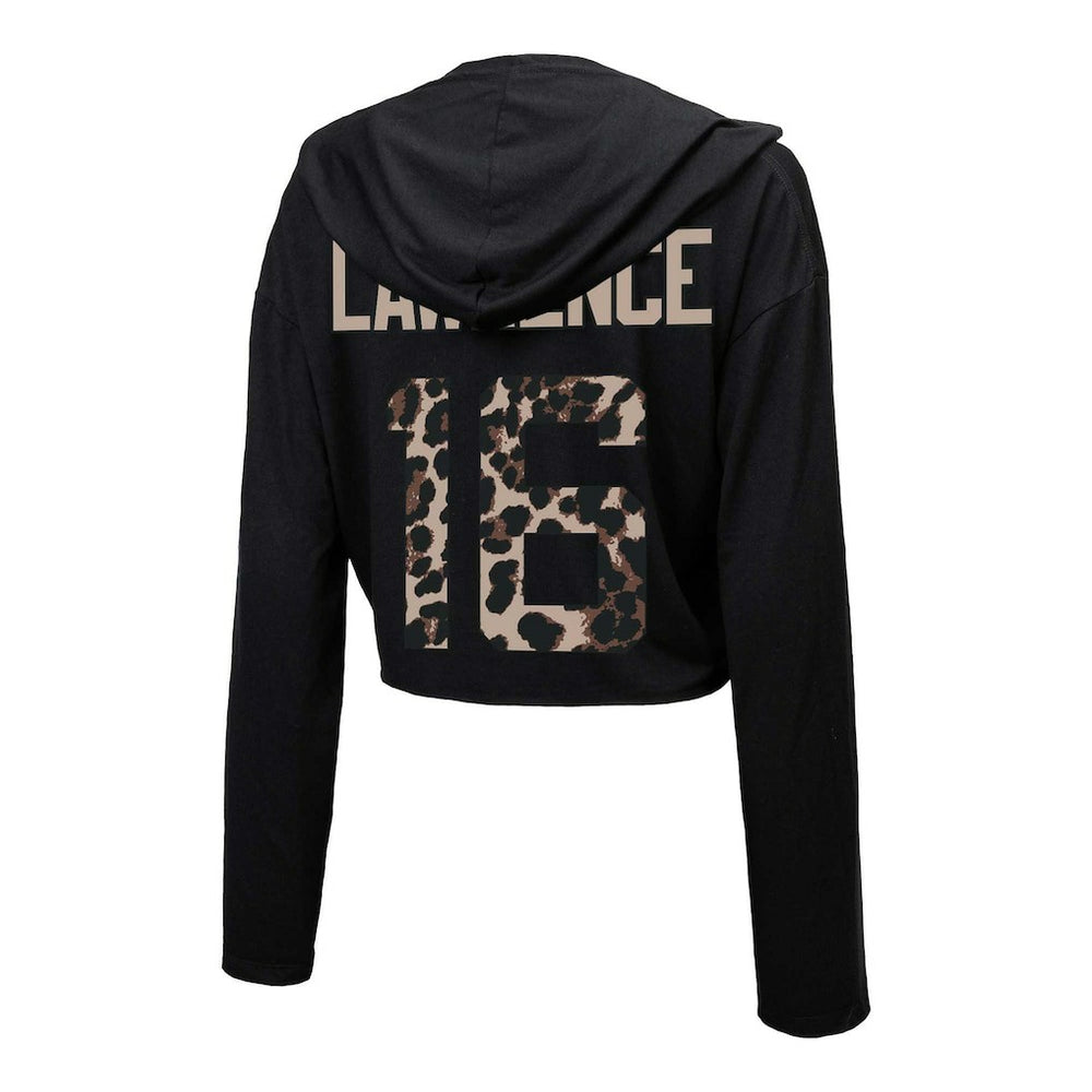 Trevor Lawrence Jacksonville Jaguars Majestic Threads Women's Leopard Player Name & Number Long Sleeve Cropped Hoodie - Black Hoodies
