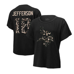 Justin Jefferson Minnesota Vikings Majestic Threads Women's Leopard Player Name & Number T-Shirt - Black T-shirts