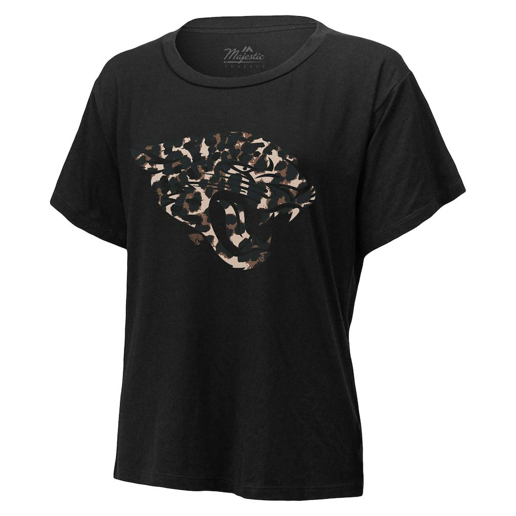 Trevor Lawrence Jacksonville Jaguars Majestic Threads Women's Leopard Player Name & Number T-Shirt - Black T-shirts