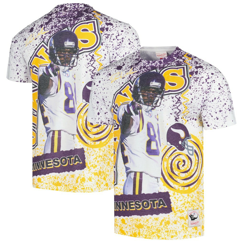 Randy Moss Minnesota Vikings Retired Player Name & Number Burst T-Shirt - White T-shirts