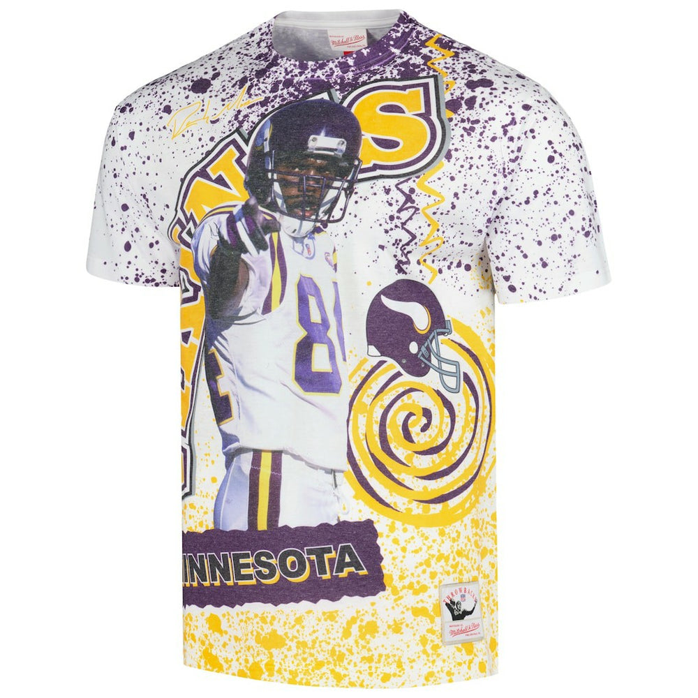 Randy Moss Minnesota Vikings Retired Player Name & Number Burst T-Shirt - White T-shirts