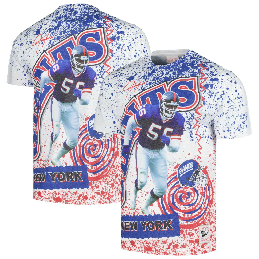 New York Giants Retired Player Name & Number Burst T-Shirt - White T-shirts