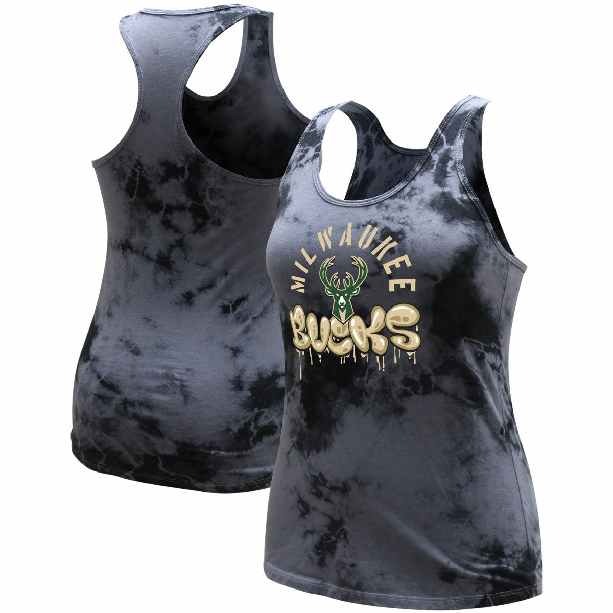 Milwaukee Bucks Stadium Essentials Women's Street Art Dark Crystal Washed Tank Top Charcoal