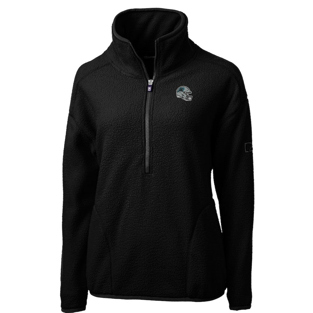 Carolina Panthers Cutter & Buck Women's Helmet Logo Cascade Eco Sherpa Fleece Half-Zip Pullover Jacket - Black Pullover