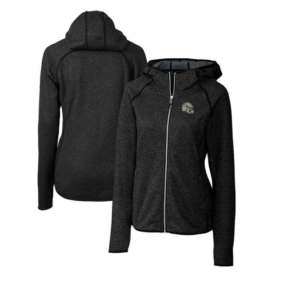 New Orleans Saints Cutter & Buck Women's Helmet Logo Mainsail Sweater-Knit Full-Zip Hoodie - Charcoal Hoodies