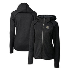 New Orleans Saints Cutter & Buck Women's Helmet Logo Mainsail Sweater-Knit Full-Zip Hoodie - Charcoal Hoodies