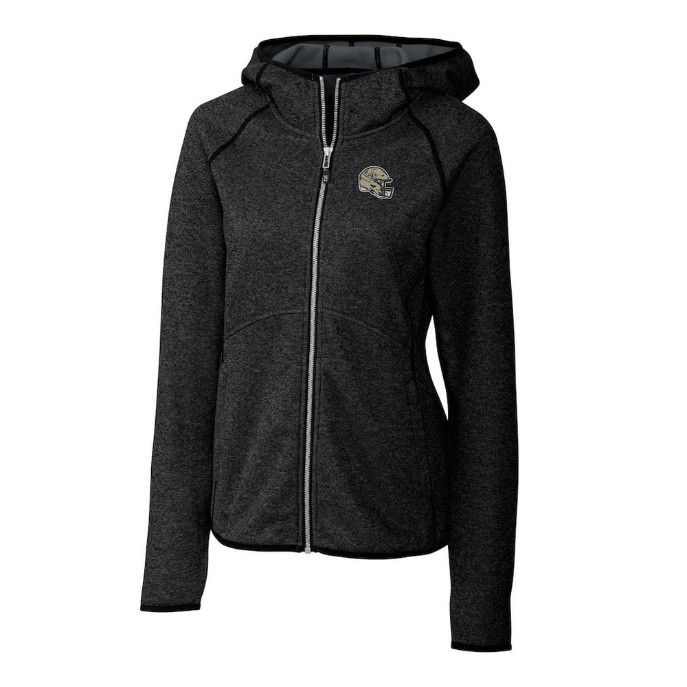 New Orleans Saints Cutter & Buck Women's Helmet Logo Mainsail Sweater-Knit Full-Zip Hoodie - Charcoal Hoodies