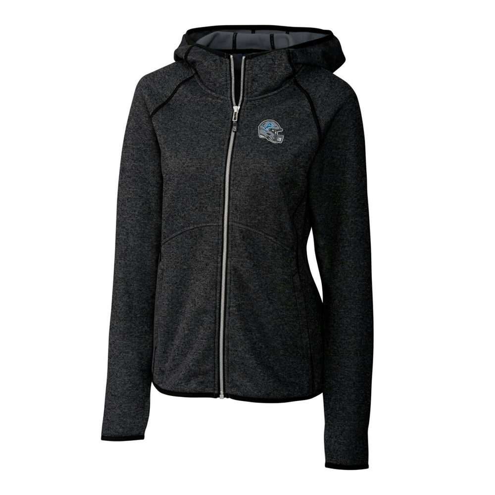 Detroit Lions Cutter & Buck Women's Helmet Logo Mainsail Sweater-Knit Full-Zip Hoodie - Charcoal Hoodies