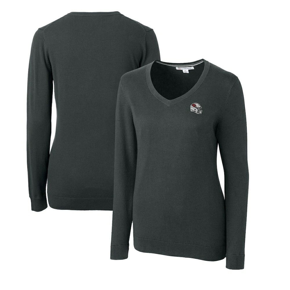 Arizona Cardinals Cutter & Buck Women's Helmet Logo Lakemont Tri-Blend V-Neck Pullover Sweater - Charcoal Pullover