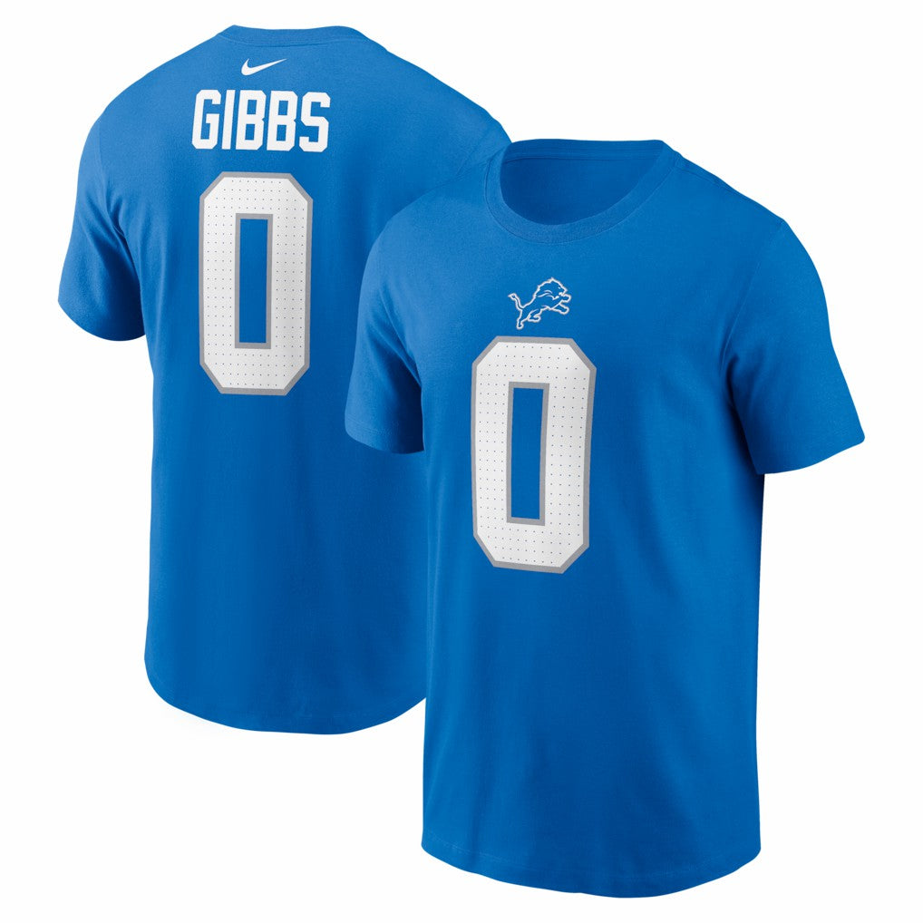 Jahmyr Gibbs Detroit Lions Name & Number T-Shirt - Blue T-shirts