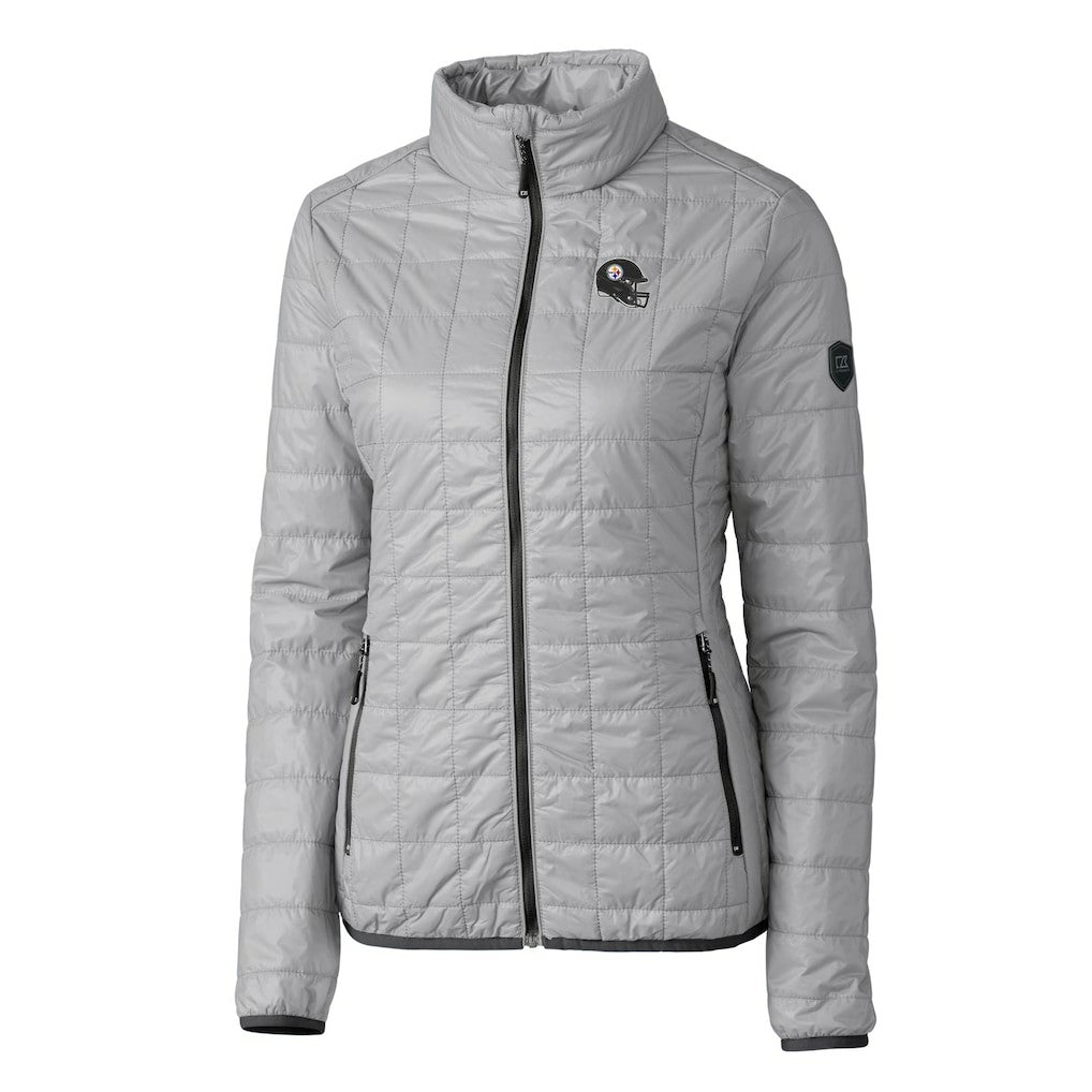 Pittsburgh Steelers Cutter & Buck Women's Helmet Logo Rainier PrimaLoft Eco Insulated Full-Zip Puffer Jacket - Gray Jackets