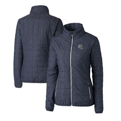 New England Patriots Cutter & Buck Women's Helmet Logo Rainier PrimaLoft Eco Insulated Full-Zip Puffer Jacket - Heather Navy Jackets