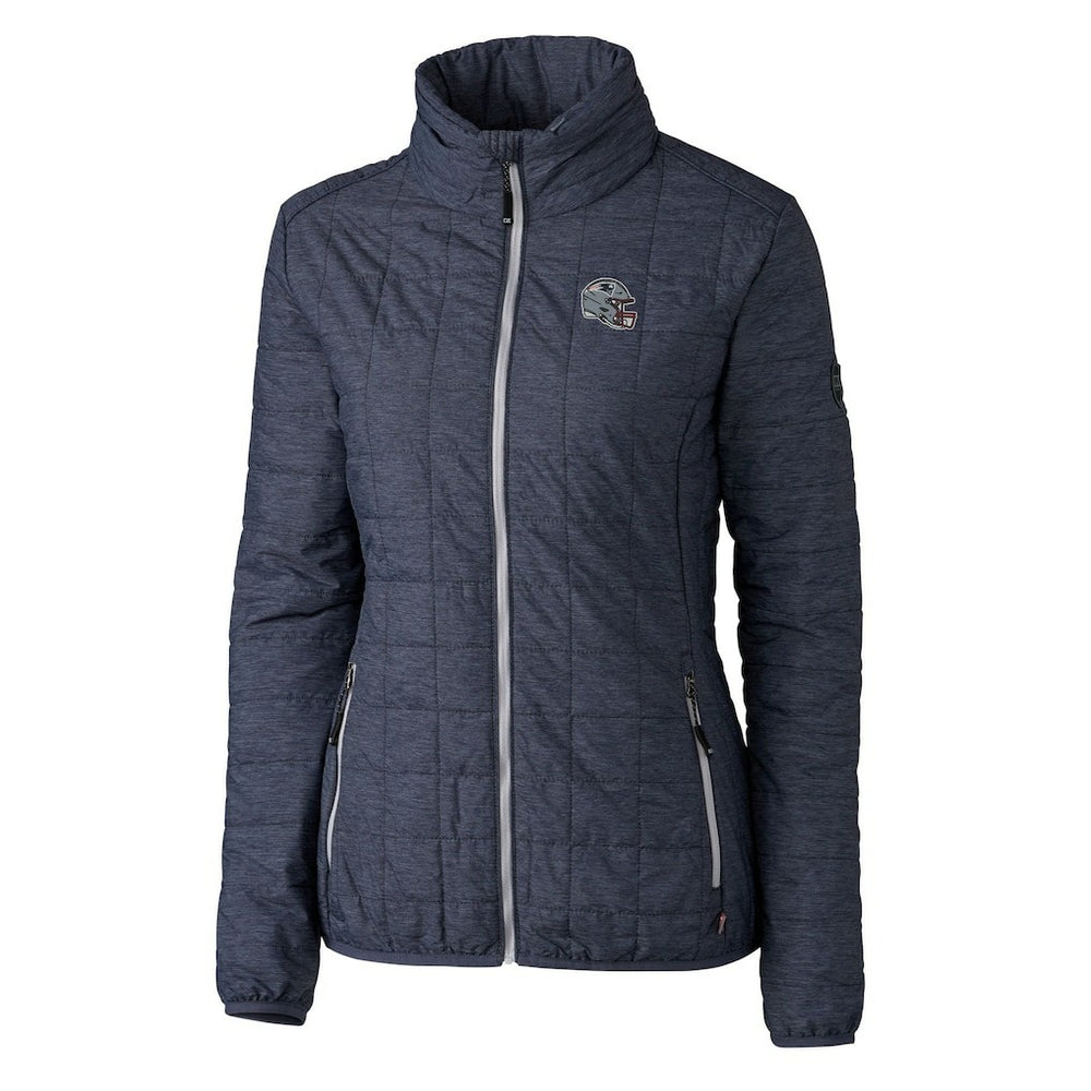 New England Patriots Cutter & Buck Women's Helmet Logo Rainier PrimaLoft Eco Insulated Full-Zip Puffer Jacket - Heather Navy Jackets