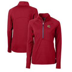 San Francisco 49ers Cutter & Buck Women's Helmet Logo Adapt Eco Knit Stretch Recycled Half-Zip Pullover Top - Scarlet Pullover
