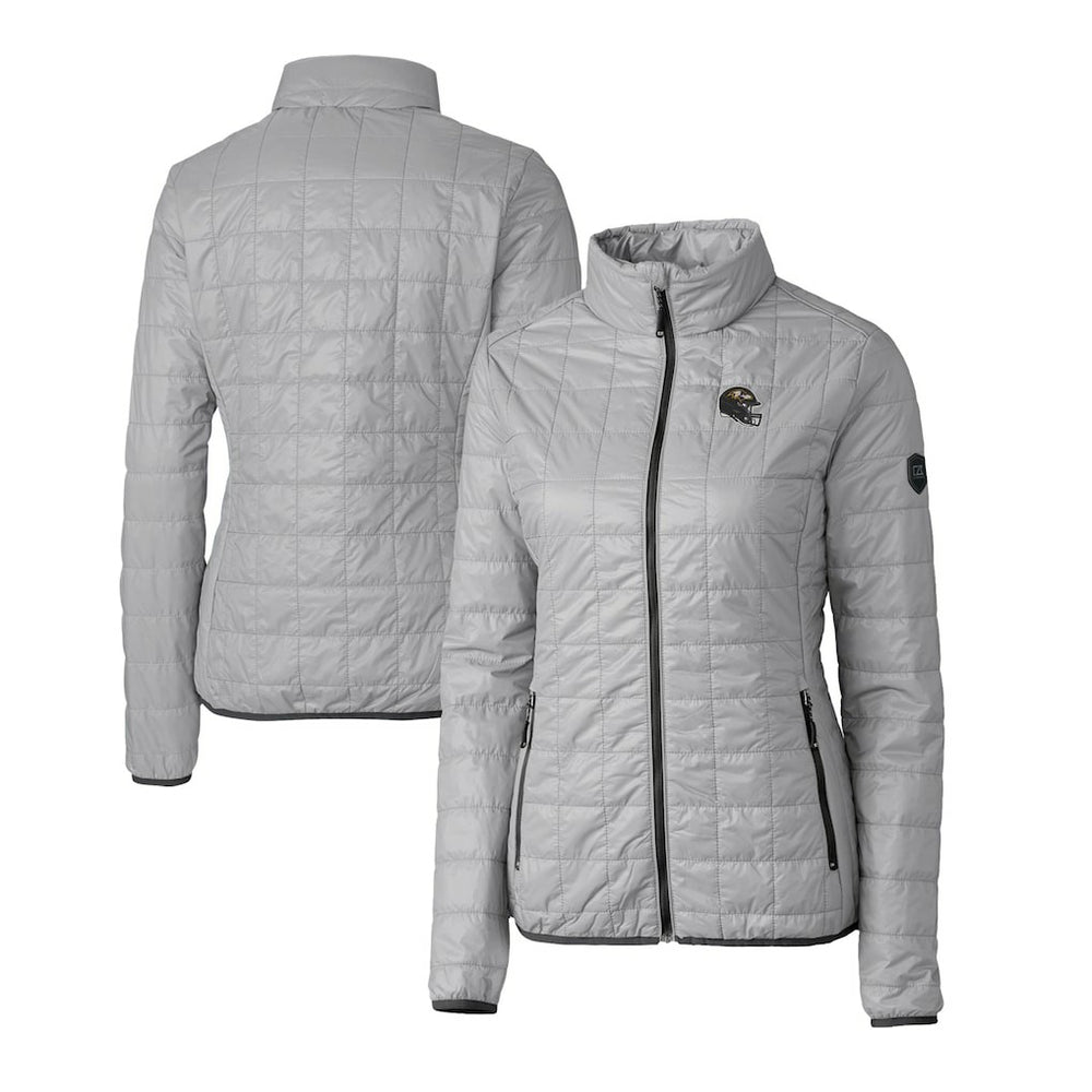 Baltimore Ravens Cutter & Buck Women's Helmet Logo Rainier PrimaLoft Eco Insulated Full-Zip Puffer Jacket - Gray Jackets