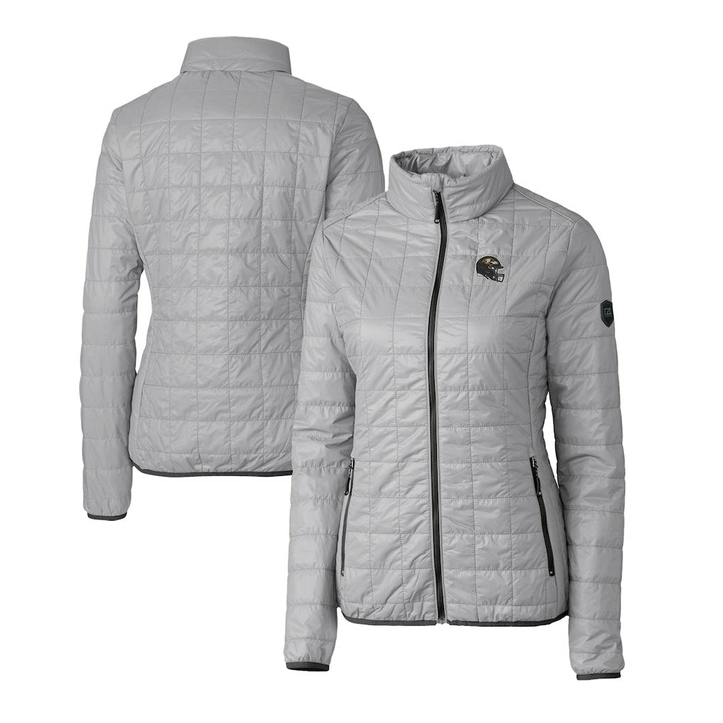 Baltimore Ravens Cutter & Buck Women's Helmet Logo Rainier PrimaLoft Eco Insulated Full-Zip Puffer Jacket - Gray Jackets