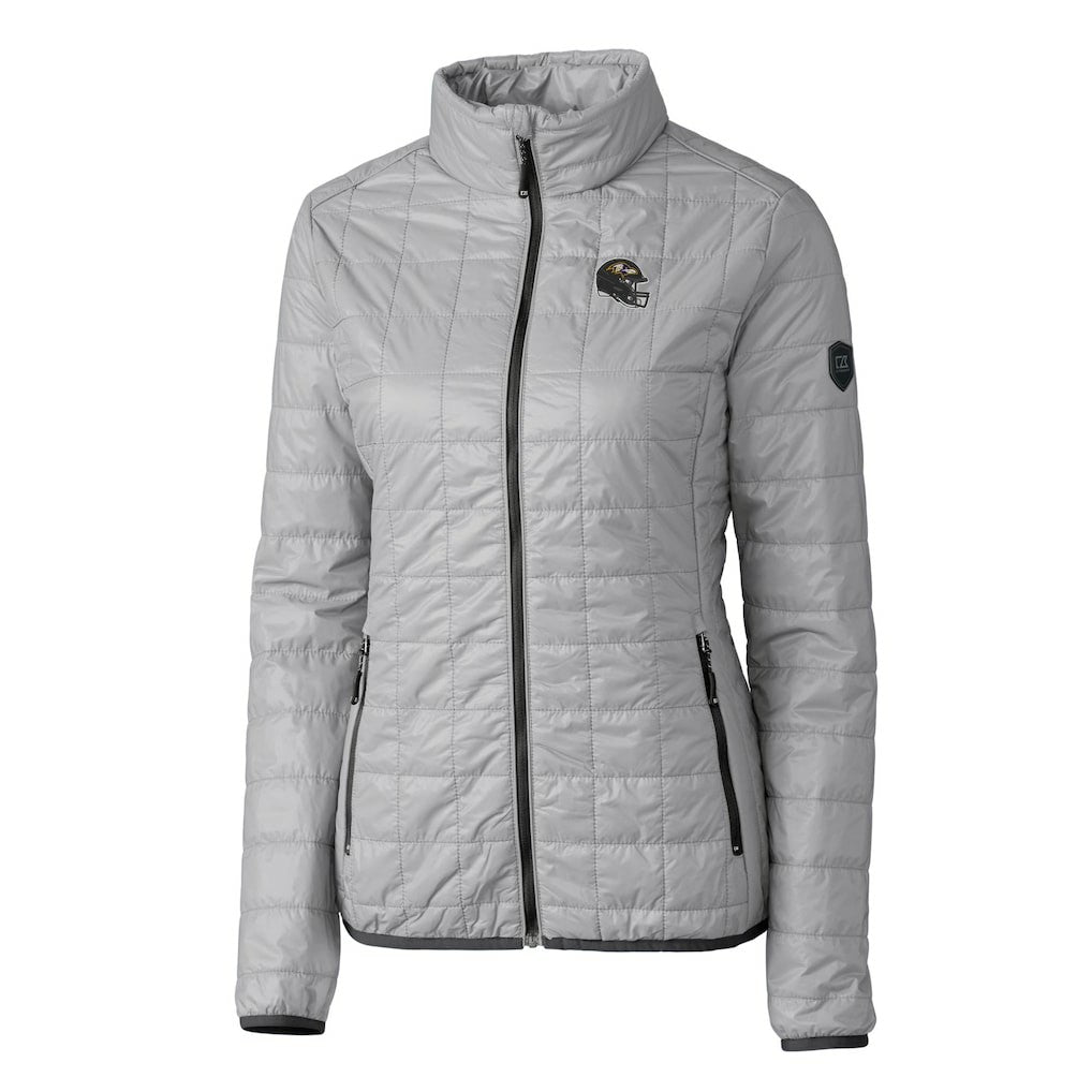 Baltimore Ravens Cutter & Buck Women's Helmet Logo Rainier PrimaLoft Eco Insulated Full-Zip Puffer Jacket - Gray Jackets