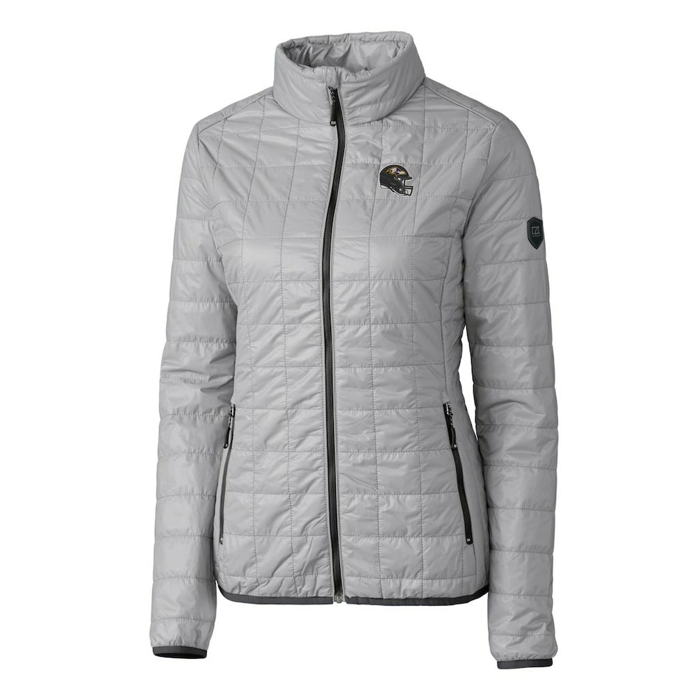 Baltimore Ravens Cutter & Buck Women's Helmet Logo Rainier PrimaLoft Eco Insulated Full-Zip Puffer Jacket - Gray Jackets