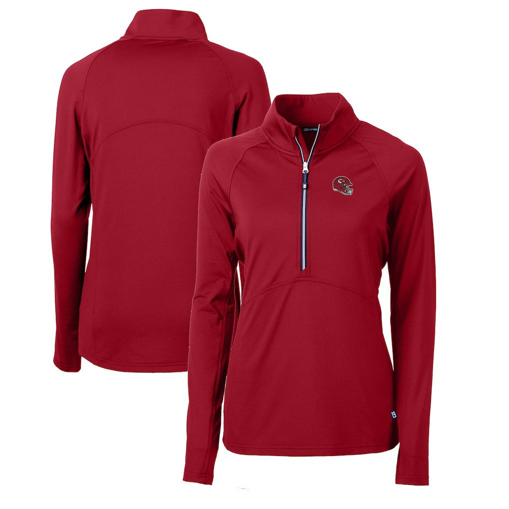 Kansas City Chiefs Cutter & Buck Women's Helmet Logo Adapt Eco Knit Stretch Recycled Half-Zip Pullover Top - Red Pullover