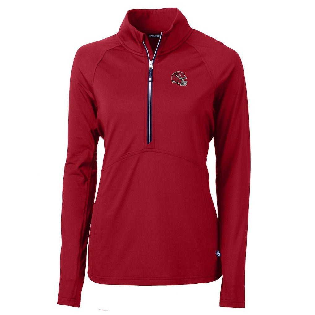 Kansas City Chiefs Cutter & Buck Women's Helmet Logo Adapt Eco Knit Stretch Recycled Half-Zip Pullover Top - Red Pullover