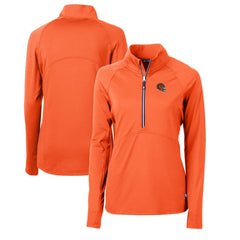 Cincinnati Bengals Cutter & Buck Women's Helmet Logo Adapt Eco Knit Stretch Recycled Half-Zip Pullover Top - Orange Pullover
