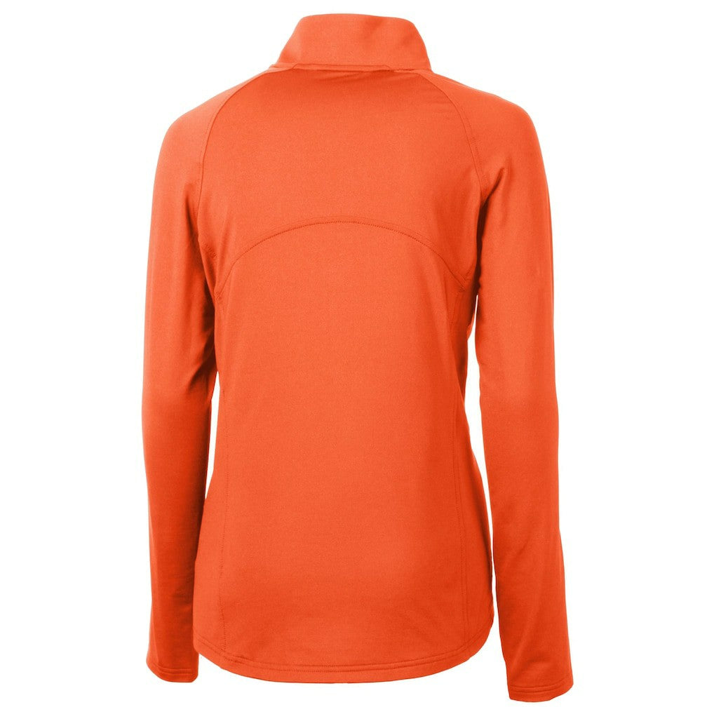 Cincinnati Bengals Cutter & Buck Women's Helmet Logo Adapt Eco Knit Stretch Recycled Half-Zip Pullover Top - Orange Pullover