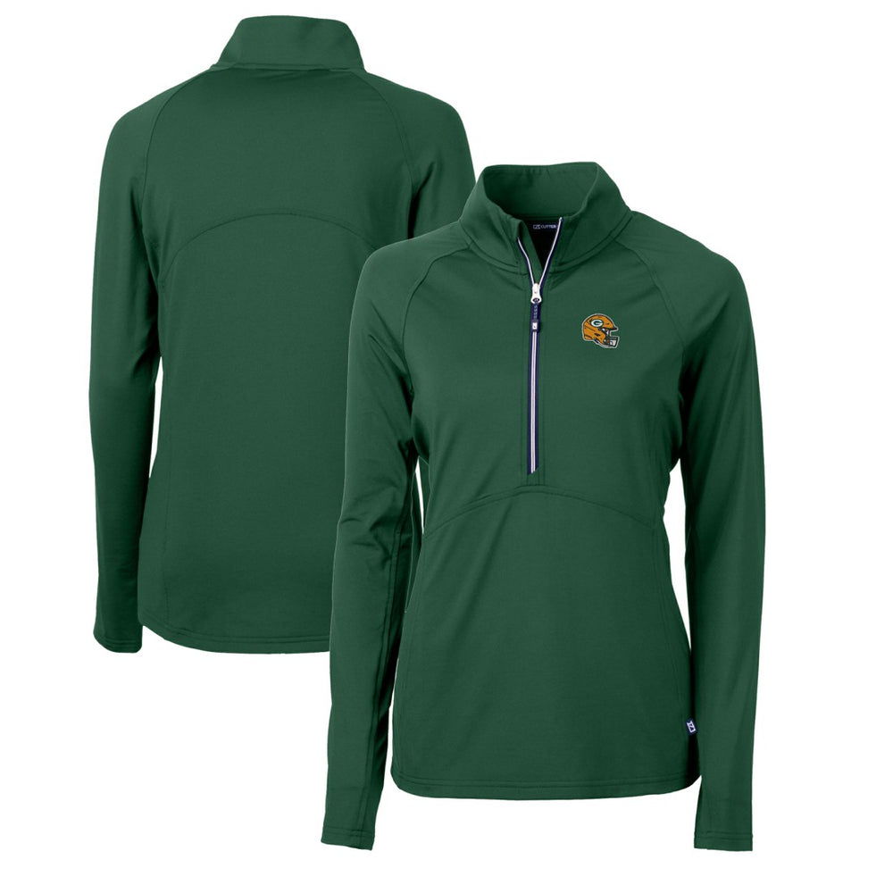 Green Bay Packers Cutter & Buck Women's Helmet Logo Adapt Eco Knit Stretch Recycled Half-Zip Pullover Top - Green Pullover