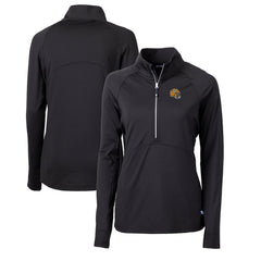 Green Bay Packers Cutter & Buck Women's Helmet Logo Adapt Eco Knit Stretch Recycled Half-Zip Pullover Top - Black Pullover