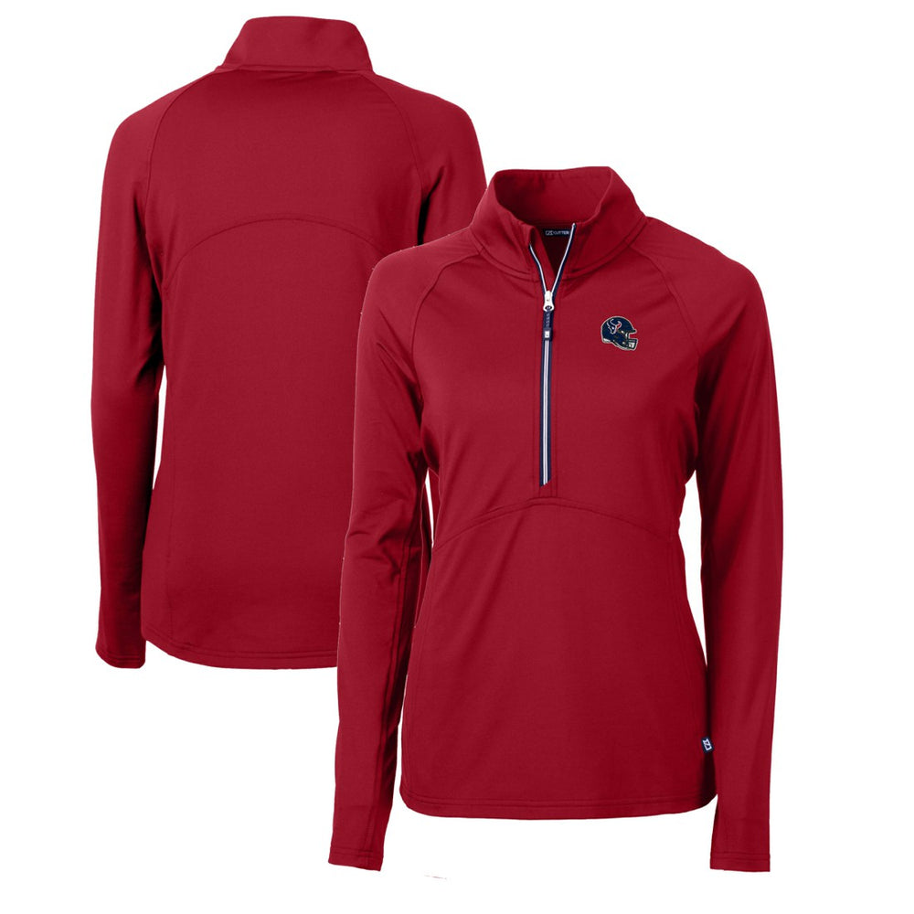 Houston Texans Cutter & Buck Women's Helmet Logo Adapt Eco Knit Stretch Recycled Half-Zip Pullover Top - Red Pullover
