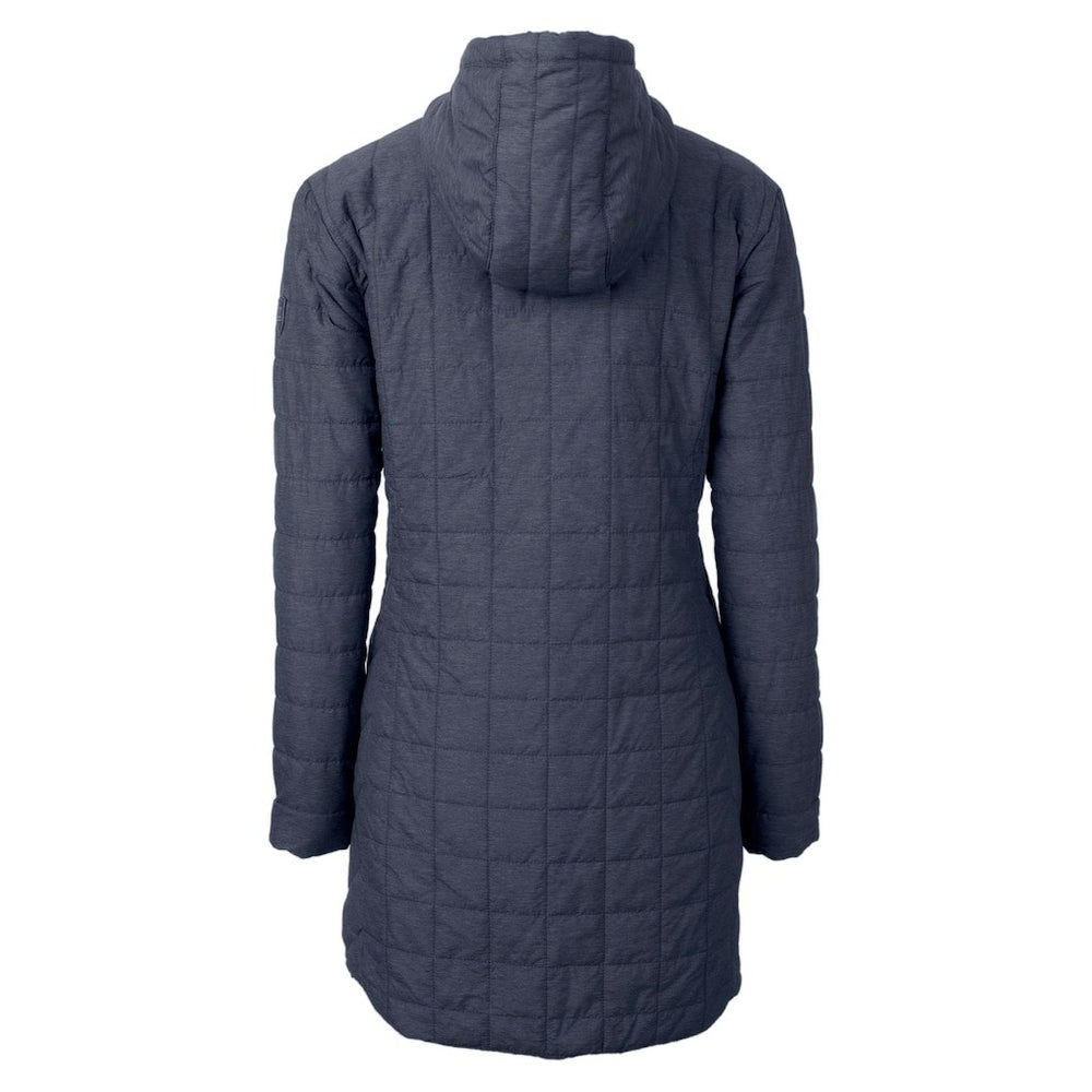 Denver Broncos Cutter & Buck Women's Helmet Logo Rainier Primaloft Eco Insulated Hooded Long Coat - Heather Navy