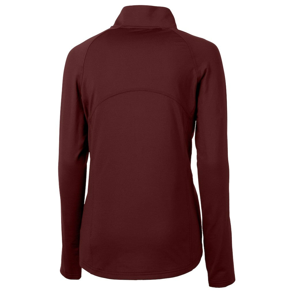 Washington Commanders Cutter & Buck Women's Helmet Logo Adapt Eco Knit Stretch Recycled Half-Zip Pullover Top - Burgundy Pullover