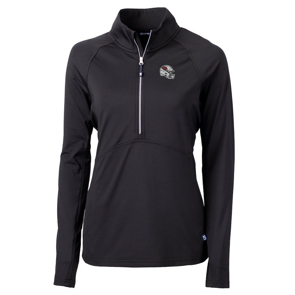 Arizona Cardinals Cutter & Buck Women's Helmet Logo Adapt Eco Knit Stretch Recycled Half-Zip Pullover Top - Black Pullover