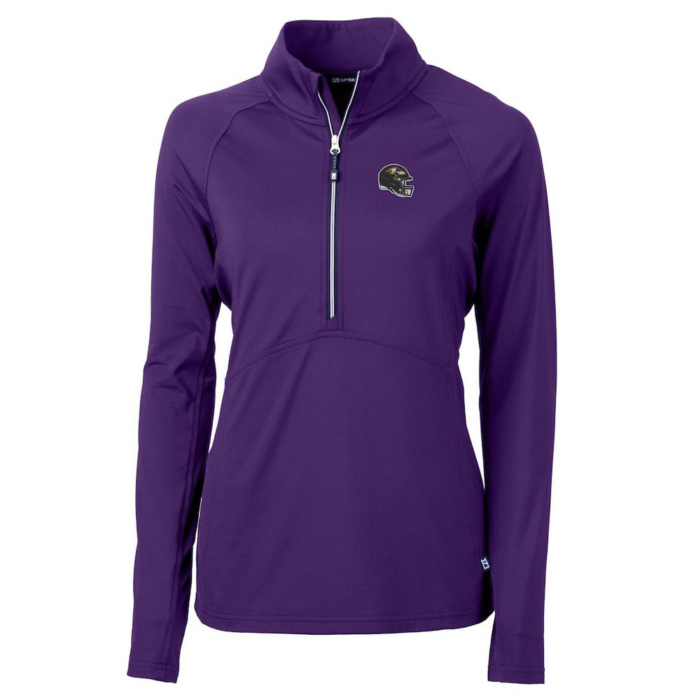 Baltimore Ravens Cutter & Buck Women's Helmet Logo Adapt Eco Knit Stretch Recycled Half-Zip Pullover Top - Purple Pullover