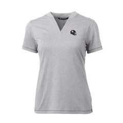 Pittsburgh Steelers Cutter & Buck Women's Helmet Logo DryTec Forge Stretch V-Neck Blade Top - Heather Gray Tops