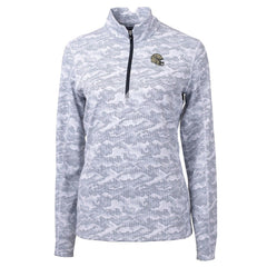 New Orleans Saints Cutter & Buck Women's Helmet Logo Traverse Camo Print Stretch Quarter-Zip Pullover Top - Charcoal Pullover
