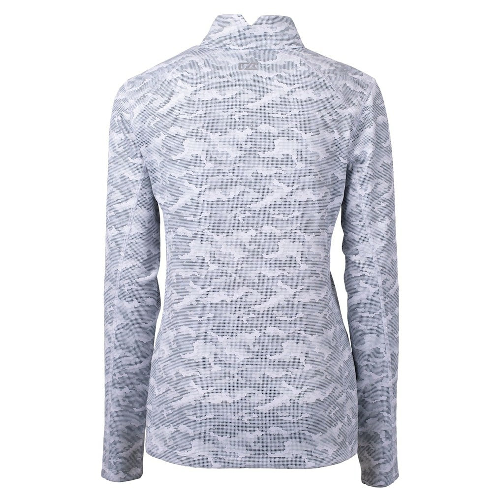 New Orleans Saints Cutter & Buck Women's Helmet Logo Traverse Camo Print Stretch Quarter-Zip Pullover Top - Charcoal Pullover