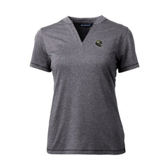 Jacksonville Jaguars Cutter & Buck Women's Helmet Logo DryTec Forge Stretch V-Neck Blade Top - Heather Charcoal Tops