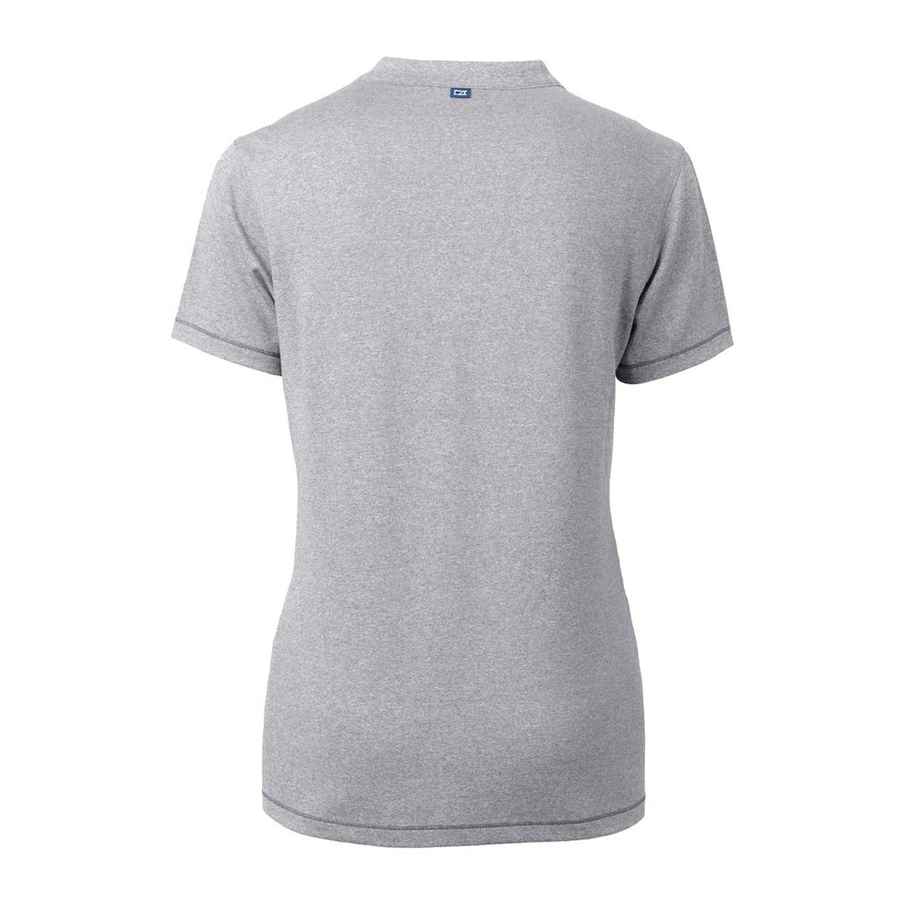 Jacksonville Jaguars Cutter & Buck Women's Helmet Logo DryTec Forge Stretch V-Neck Blade Top - Heather Gray Tops