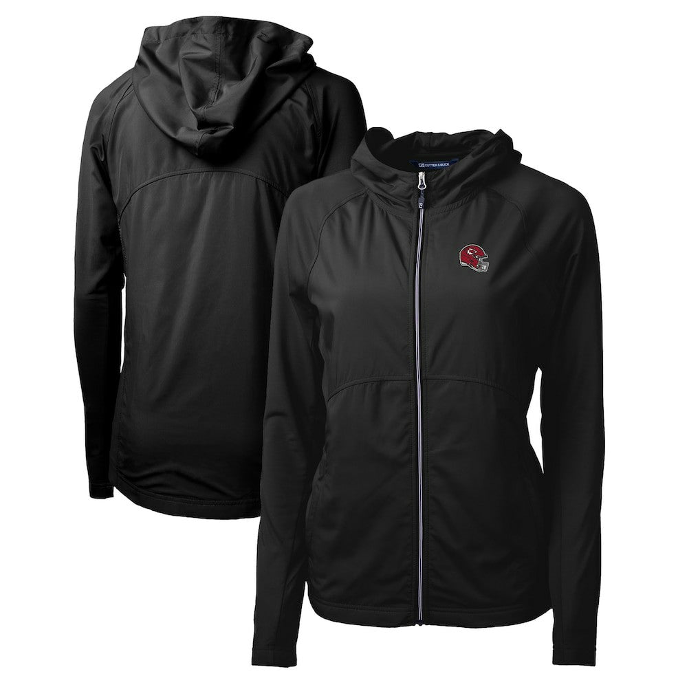 Kansas City Chiefs Cutter & Buck Women's Helmet Logo Adapt Eco Knit Hybrid Recycled Full-Zip Hoodie - Black Hoodies