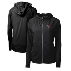 Kansas City Chiefs Cutter & Buck Women's Helmet Logo Adapt Eco Knit Hybrid Recycled Full-Zip Hoodie - Black Hoodies