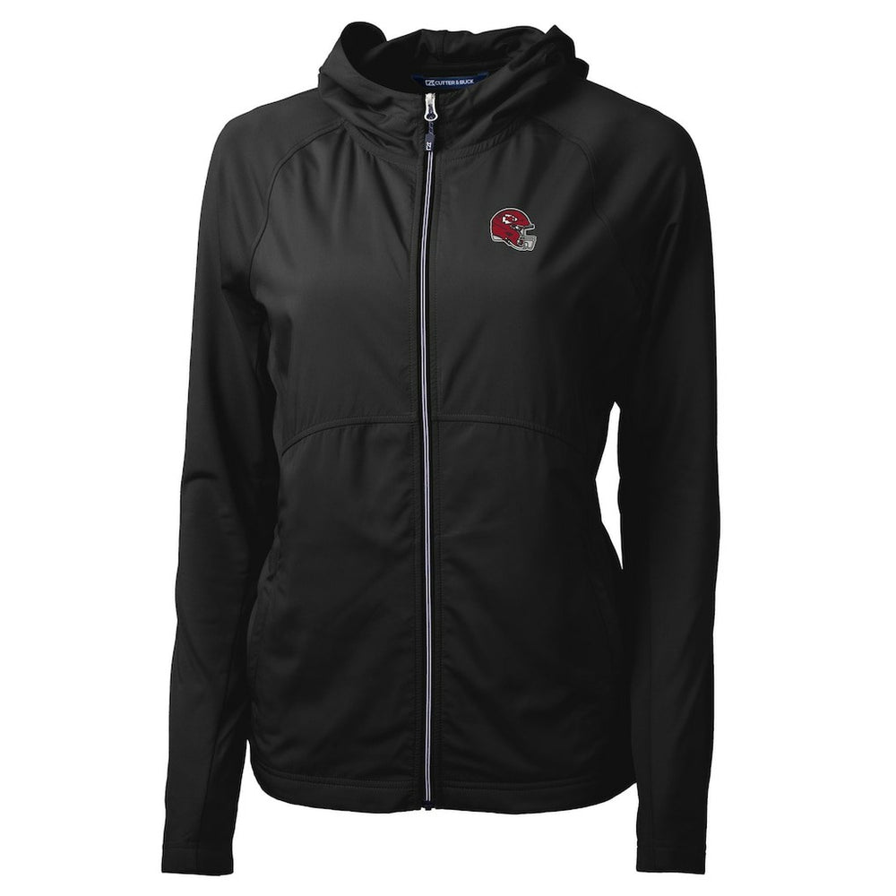 Kansas City Chiefs Cutter & Buck Women's Helmet Logo Adapt Eco Knit Hybrid Recycled Full-Zip Hoodie - Black Hoodies