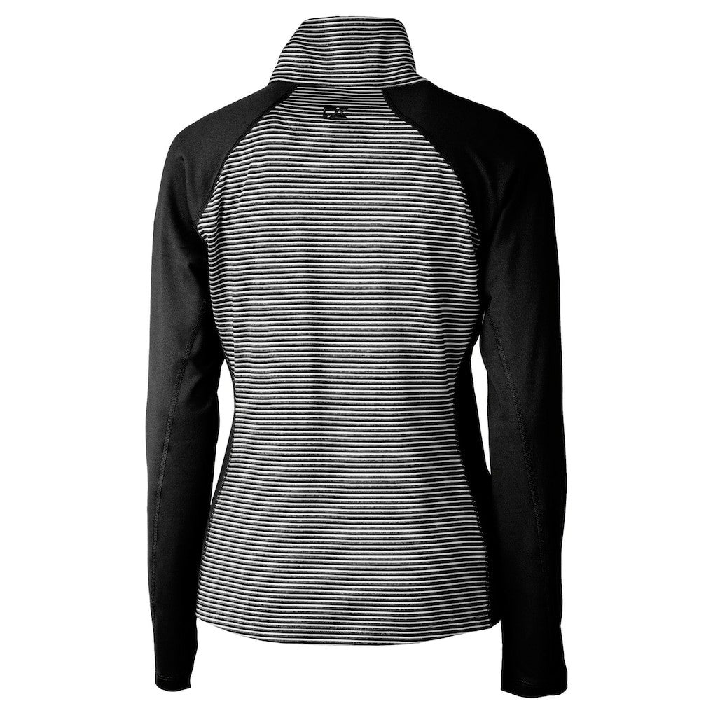 Cincinnati Bengals Cutter & Buck Women's Helmet Logo DryTec Forge Tonal Stripe Stretch Half-Zip Top - Black Tops