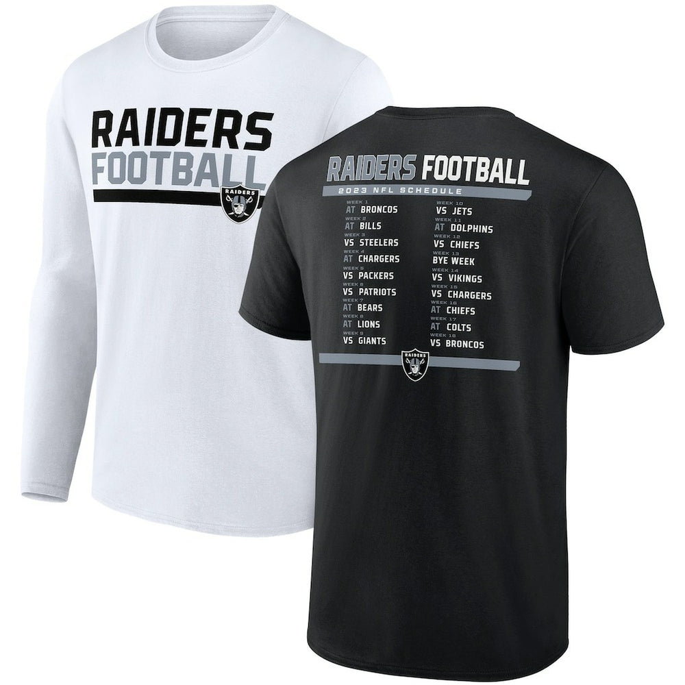 Las Vegas Raiders Two-Pack 2023 Schedule T-Shirt Combo Set - Black/White T-shirts