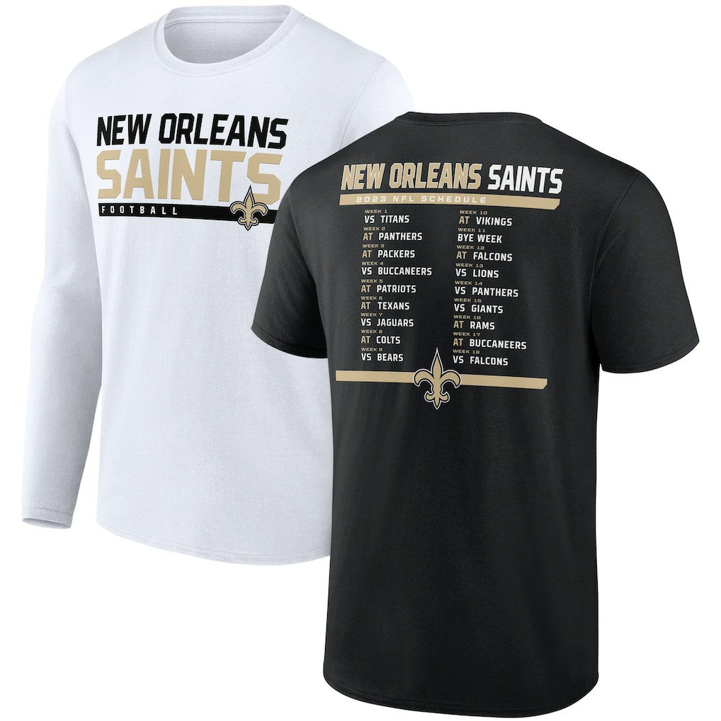 New Orleans Saints Two-Pack 2023 Schedule T-Shirt Combo Set - Black/White T-shirts