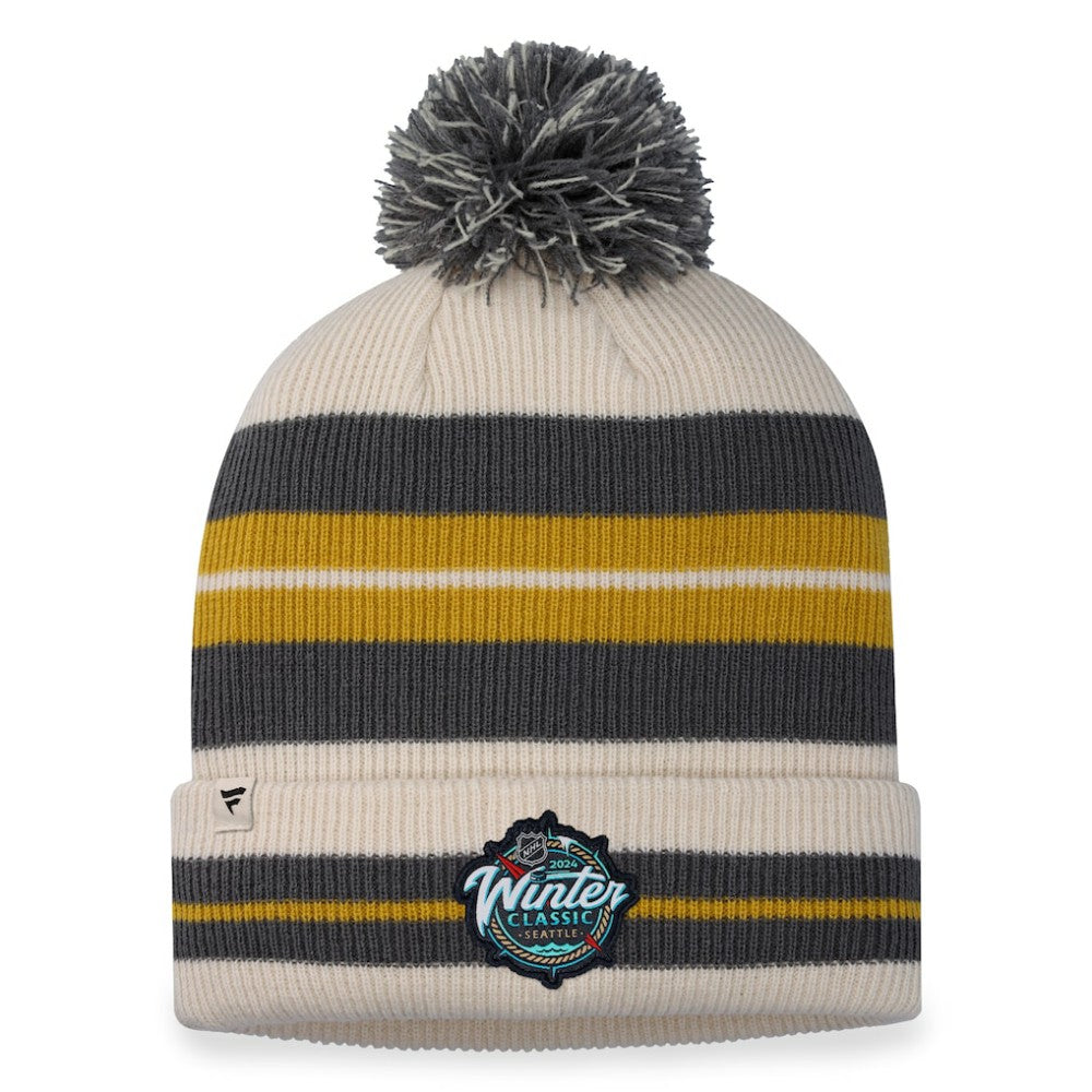 Vegas Golden Knights Fanatics 2024 NHL Winter Classic Cuffed Knit Hat with Pom - Charcoal/Cream | US 200100800