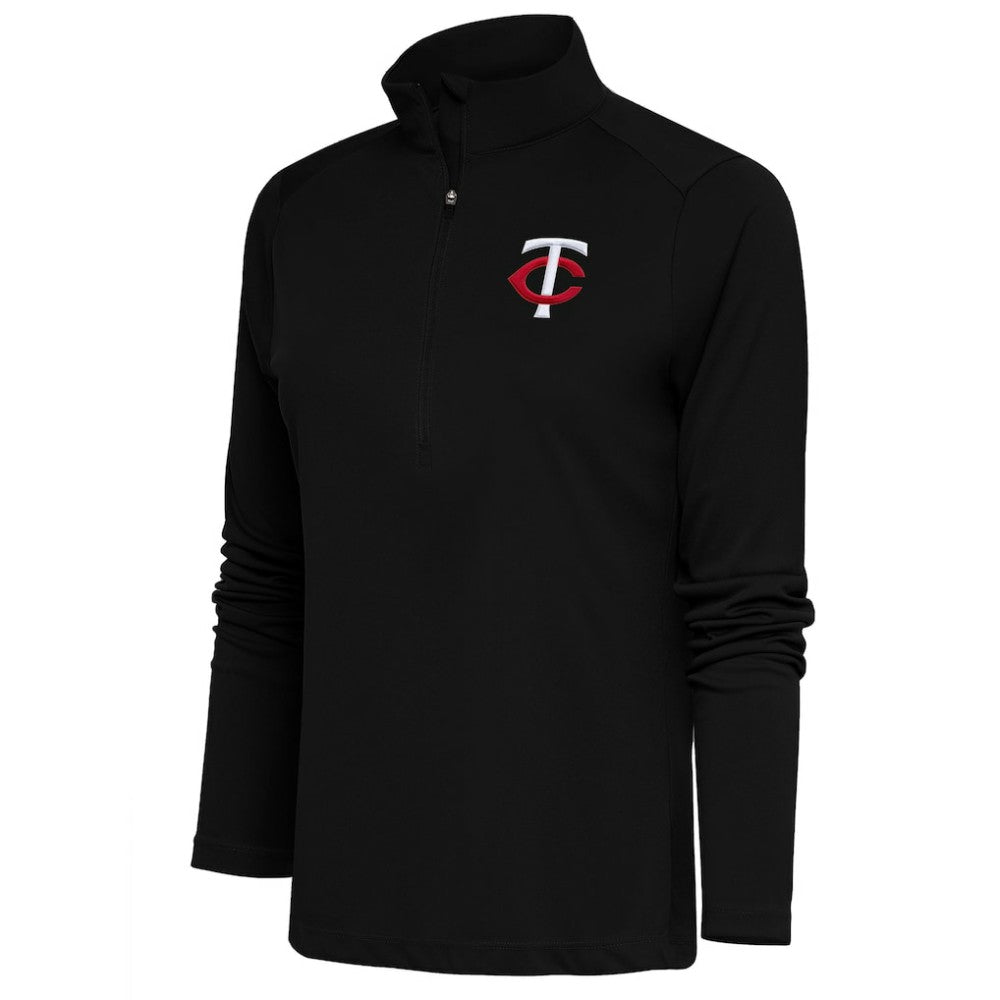 Minnesota Twins Antigua Women's Tribute Half-Zip Pullover Top - Black Pullover